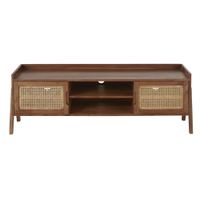 mueble tv de acacia maciza y rejilla de 145 cm