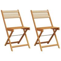 pack 2 uds silla de jardin  sillas bistro madera maciza acacia y polipropileno beige