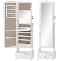 homcom espejo joyero con luces led y espejo de cuerpo entero blanco   aosom espana