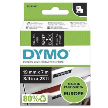 Cinta para Etiquetas Dymo D1 19 mm x 7 m Blanco sobre Negro para LabelManager