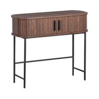 consola retro puertas correderas mdf patas de metal madera marron claro bradley