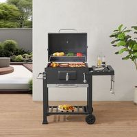 barbacoa de carbon arnad con 3 estantes acero 105x114x48cm - negro casapro