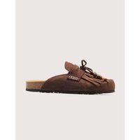 koala bay zuecos sabot plat en cuir marron - kalahari para mujer