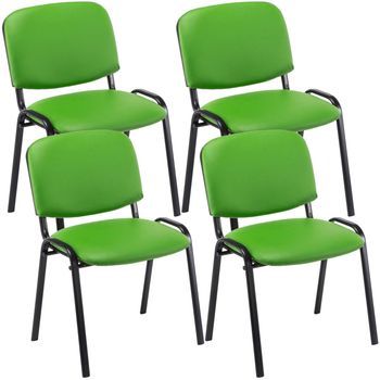 Set De 4 Sillas De Reuniones Ken En Cuero Pu Simil Cuero Verde 53x53x83 Cm Clp