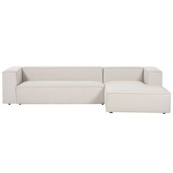 Sofá Esquinero Tapizado Minimalista 2 Plazas Beige Izquierdo Vernon