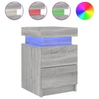 mesita de noche con luces led y cajones 35 x 39 x 55 cm madera contrachapada gris dec033198