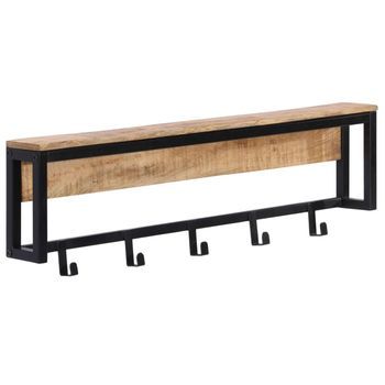 Perchero Madera Maciza De Mango Rugosa 87x10x27 Cm Vidaxl