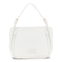 bolso shopping efecto piel con asas regulables con hebilla y accesorios white