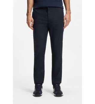 BOSS para hombre. 50559595 Pantalón Lino detalle de logo marino (35/32), Casual, Clásico