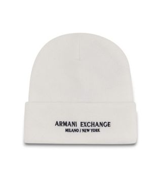 A|X Armani Exchange para hombre. XM001637AF16950U0009 Gorro Milano ASV blanco roto (OSFA), Casual, Poliéster