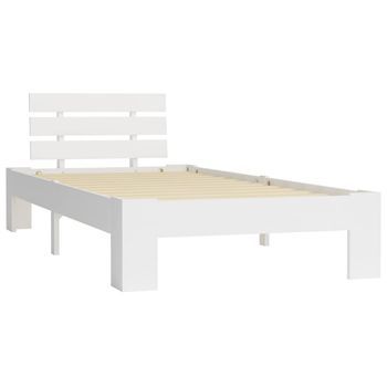 Cama Individual | Cama Para Adultos | Estructura De Cama De Madera Maciza De Pino Blanco 90x200 Cm