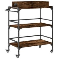 carrito cocinarestanteria de cocina carrito de servir madera ingenieria roble ahumado 815x41x925 cm