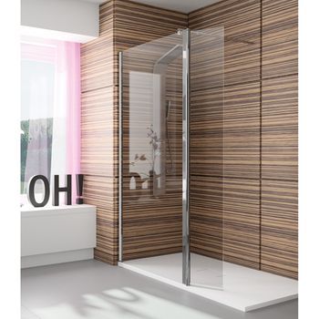 Mampara Ducha Fija + Abatible Acero Inox Mod. S300 - 112cm
