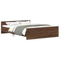 cama doble  cama para adultos  estructura de cama con cabecero piecero roble marron 140x200 cm