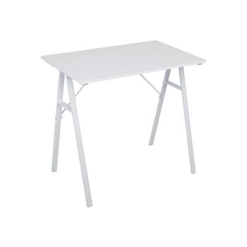 Escritorio compacto de fibra de madera y acero blanco