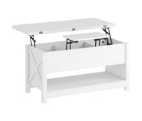 homcom mesa de centro elevable y extensible mesa de salon con compartimentos ocultos estante abierto para comedor oficina 100x90x62 cm blanco