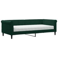 sofa cama con colchon terciopelo verde oscuro 90x200 cm vidaxl