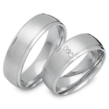 Alianzas 14 quilates oro blanco 3 diamantes