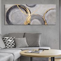 pintura sobre lienzo multicolor abstracto cm 150x38x60