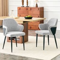 set de 2 sillas - sillas de comedor - tejido y metal - gris y negro 53x565x83cm