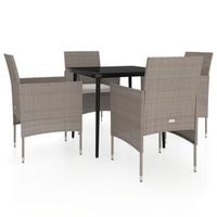 conjunto comedor jardin 5 uds  mueble jardin mesa y sillas con cojines beige y negro