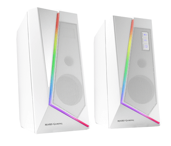 ALTAVOCES 2.0 BLUETOOTH 5.0 MARS GAMING MS7 WHITE 20W RMS ILUMINACION RGB DINAMICO PROCESADOR DSP