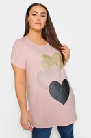 yours camiseta rosa claro de corazones con purpurina mujer curvy y tallas grandes yours