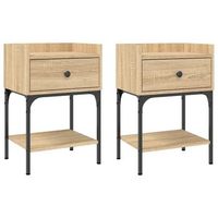 pack 2 uds mesita noche  mesa auxiliar  mesilla madera ingenieria roble sonoma 405x31x60 cm