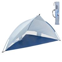 tienda paravientos playa de 220x110x112 cm cortavientos con rejillas ventilacion y 4 bolsillos carpa playa tejido oxford azul proteccion solar upf50 y waterproof incluye 3 piquetas monty