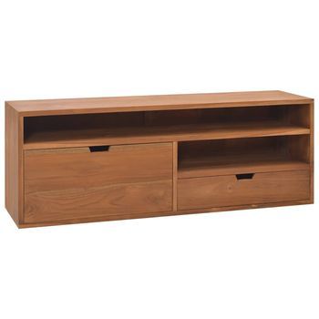 Mueble De Tv Madera Maciza De Teca 110x30x40 Cm Vidaxl