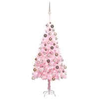 arbol de navidad preiluminado con luces y bolas rosa 150 cm vidaxl