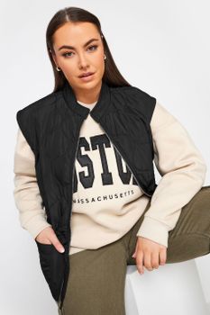 Yours Chaleco Negro Acolchado, Mujer Curvy Y Tallas Grandes, Yours