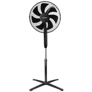 Ventilador de pie, 16 pulgadas, 7 aspas, 3 velocidades, Negro