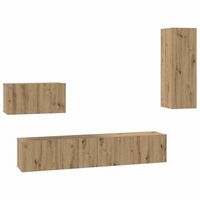 mueble de tv de pared 4 piezas roble artisan 200 x 30 x 30 cm