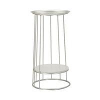 mesa auxiliar de metal plateado cm o 40x76