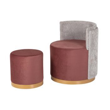 Set Butaca Y Puff Velvet 61x61x70 40x40x40 Cm