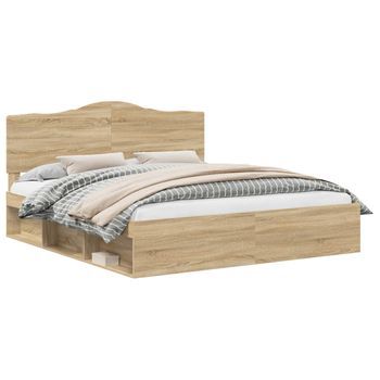Cama Matrimonial | Cama Para Adulto | Estructura De Cama Sonoma 200 X 200 Cm Madera De Pino Macizo