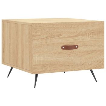 Mesa De Centro 50x50x40 Cm Madera Trabajada Y Hierro - Marrón