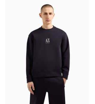 A|X Armani Exchange para hombre. XM000368AF10818UB101 Sudadera de cuello redondo marino (M), Casual, Deportivo, Algodón, Multideporte
