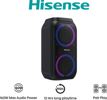 ALTAVOZ PORTATIL HISENSE PARTY ROCKER 160 2.0 160W BT USB NEGRO
