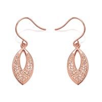 9ct rose gold crystal ellipse hook wire earrings - g1015