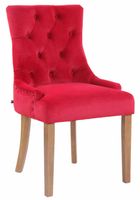 silla con patas de madera y asiento en terciopelo rojo