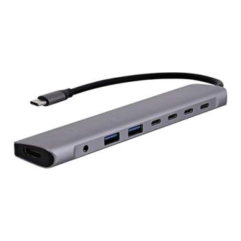 Concentrador USB-C TnB HUBALU8C 8 en 1 HDMI 4K 60 Hz PD 100 W