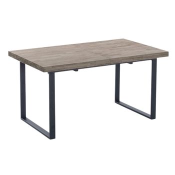 Mesa de comedor extensible de madera de roble y metal negro