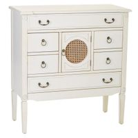 comoda de madera con rejilla blanca 85x38x90