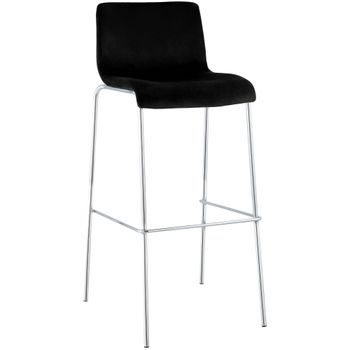 Taburete De Barra Hover Tapizado En Terciopelo Con Estructura De Cuatro Patas Cromada Negro 48x43x100 Cm Clp