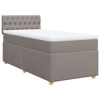 cama individual  cama de adulto  cama box spring con colchon tela gris taupe 80x200 cm