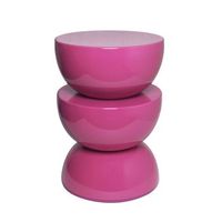 mesa auxiliar mesita metal efecto glassy rosa