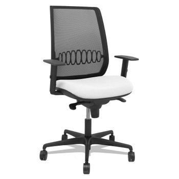 Silla Alares Sincro Malla Negra Bali Blanco Brazo Regulable