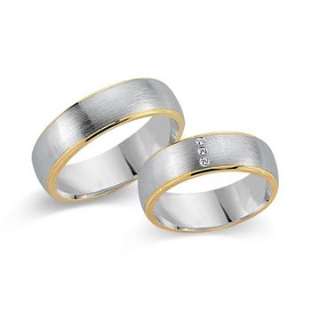Alianzas 14 quilates oro amarillo-blanco 3 diamantes